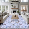thumbnail image 3 of 6'x9' Area Rugs, Spring Floral Indoor Outdoor Area Rug for Living Room Bedroom, Retro Flowers Leaves Botanical Light Blue Washable Bathroom Rugs Kitchen Floor Carpet Mats Home Decor Aesthetic, 3 of 8