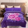thumbnail image 2 of MERRY HOME King Size Fleece Blanket For Bed, A & B Patterns Soft Warm Floral Blanket, Microfiber Plush Middle Weight Bed Blanket For All Season, Purple Background Rose/Camellia, 5.7LB, 83"x91", 2 of 8