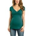 thumbnail image 3 of FASHIONWT Women Cotton Summer Pregnant Deep-V Cross-Feeding Clothing Lactation Tee, 3 of 4