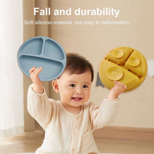 Munchkin Assiette Bébé avec cuillère - Smile'n Scoop - Assiette avec ventouse - Jaune