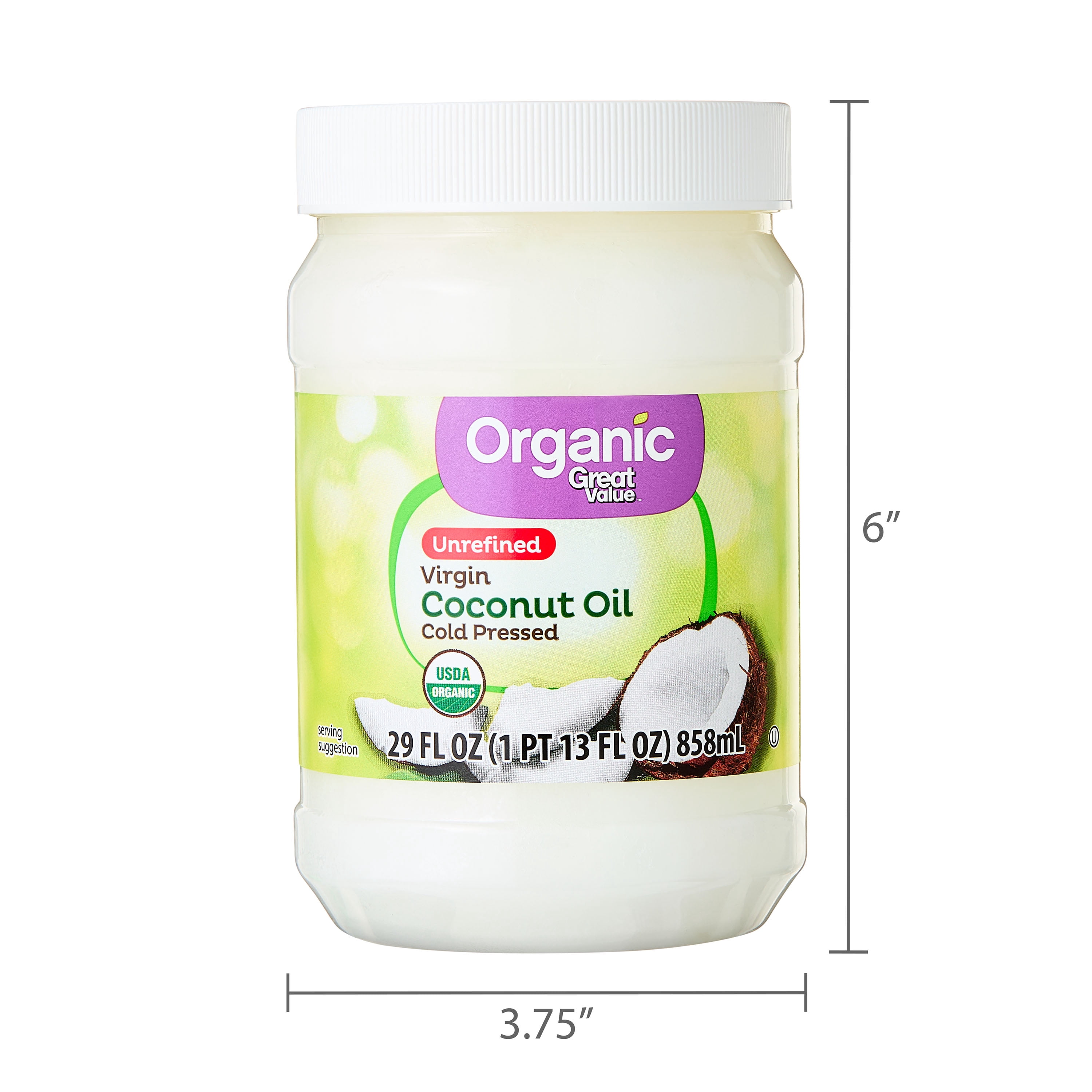 Great Value Organic Unrefined Virgin Coconut Oil 29 fl oz