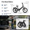 thumbnail image 3 of Lilypelle Folding Step-Thru Electric Bike for Adults, 20"×3.0 Fat Tire 7 Speed Electric Cargo Bicycle, 500Wh Built-in detachable battery, Peak 1000W Rear Motor，20MPH, Fits for 4'9" to 6'5", 3 of 11