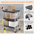 thumbnail image 2 of Aoile Folding Utility Cart with Lockable Wheels, 3-Tier Portable Rolling Service Cart, up to 330lbs Load Capacity, 2 of 8