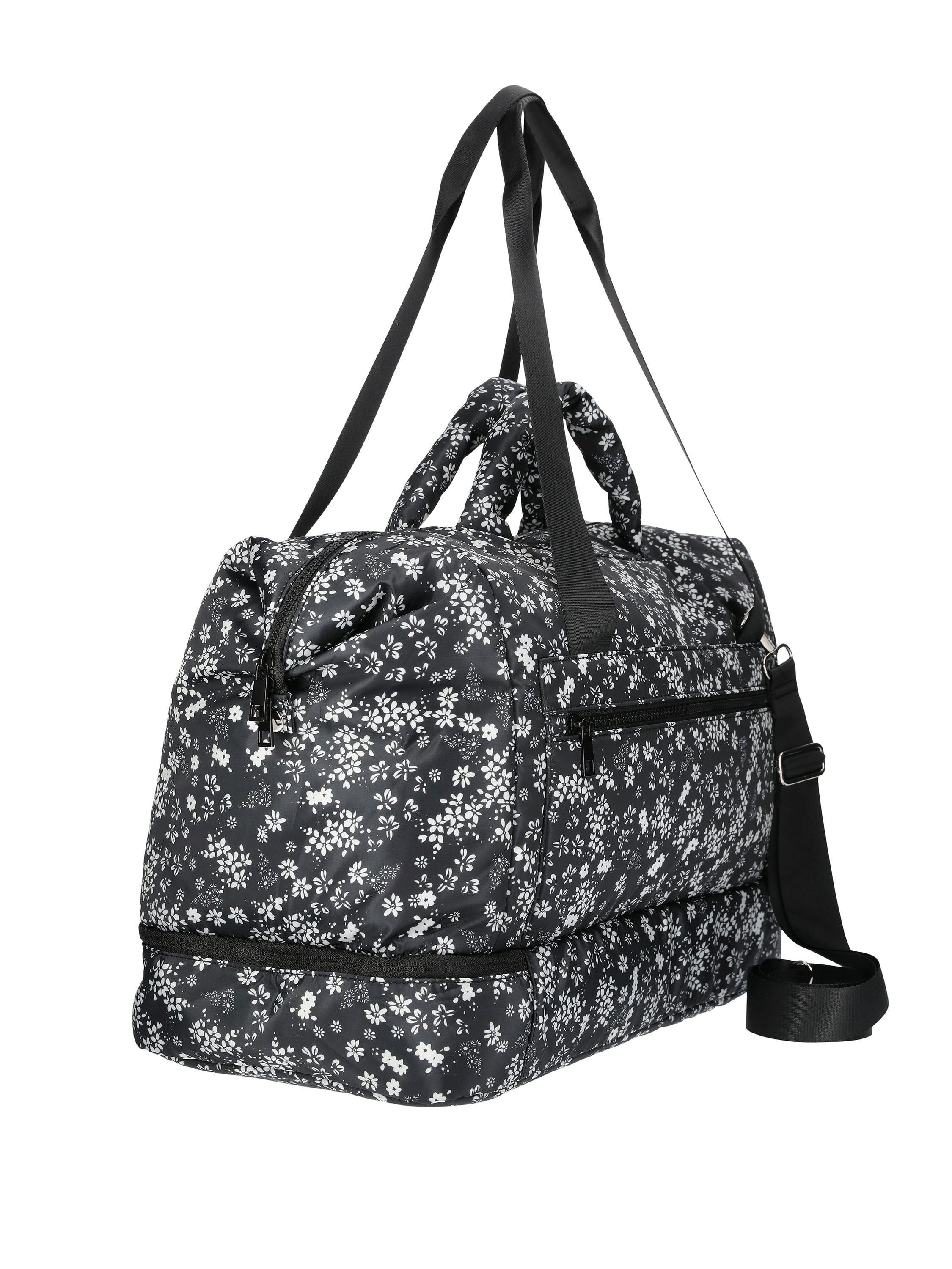No Boundaries Women's Weekender Bag, Black Floral