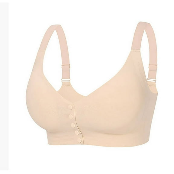 Hueook Nursing Bras Women's Oversized Bra without Steel Rims Printed Underwear Beige 2X