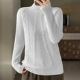 thumbnail image 2 of Mock Neck Sweater for Women Loose Long Sleeve Cable Knit Pullover Top Casual Loose Pullover Knitted Sweatshirt (White M), 2 of 3
