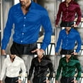 thumbnail image 6 of Mens Satin Silk Dress Shirt Long Sleeve Casual Shirts Disco Club Wedding Party, 6 of 12