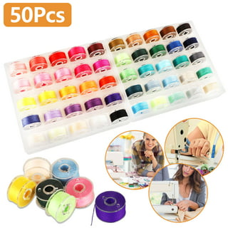 ilauke 50Pcs Bobbins Sewing Thread with Bobbin Case Size A Prewound Sewing  Bobbins 50 Colors Polyester Thread Compatible for  Brother/Singer/Babylock/Janome/Elna Embroidery Machine