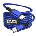 thumbnail image 3 of USB C Charging Cable 6.6FT 2 Pack, 60W Right Angle Braided USB‑C to USB‑C Cable, Fast Charging Cord for Phones & Tablets (Blue), 3 of 5