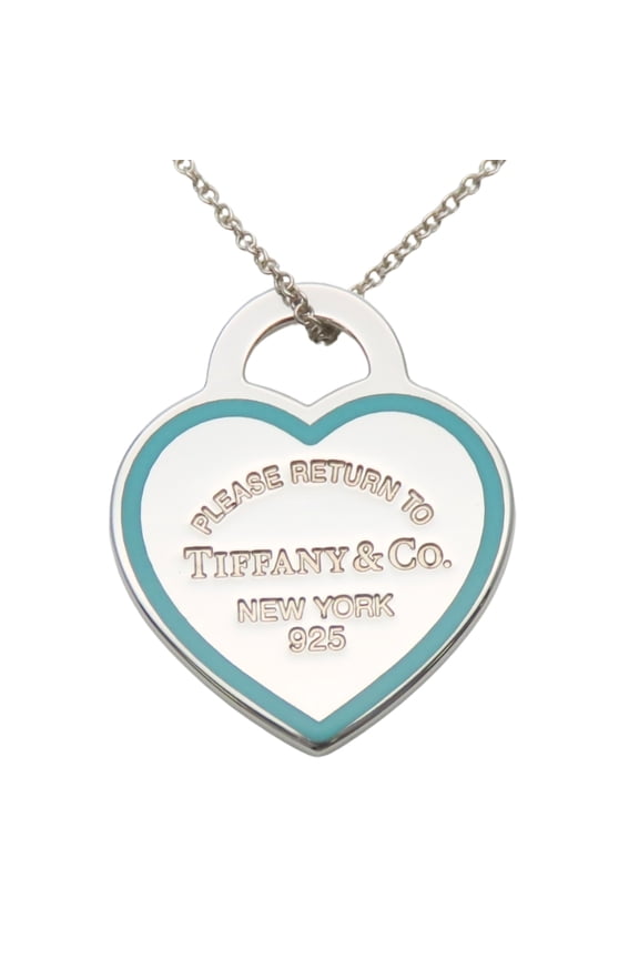 Pre-Owned Tiffany & Co. Return to Hearts Necklace with Heart Tag, Sterling Silver 925, Blue,...