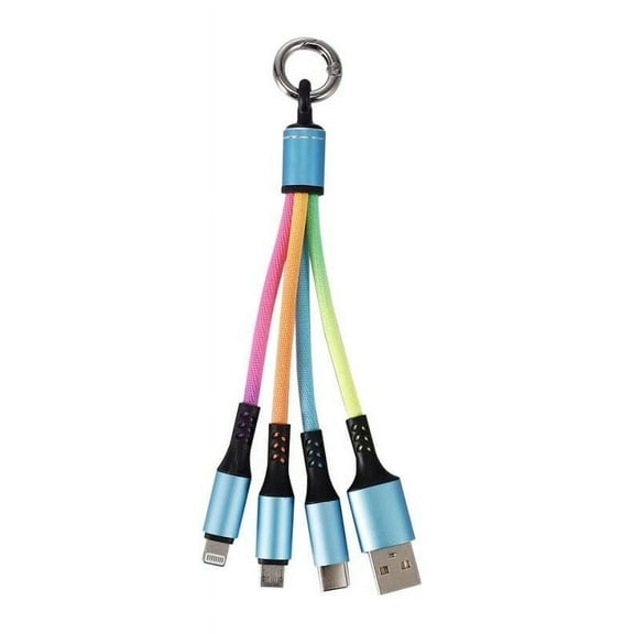 3-in-1 Charging Cable - Nylon Braid, Fast Charging - Supports Micro USB, Type-C, Lightning - for Phones, Tablets, Travel - Durable Aluminum Connectors