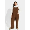 thumbnail image 3 of CASSIE LIZ Plus Size Jumpsuit Brown Adjustable Strap Womens Dressy Fall Casual Sleeveless Wide Leg Winter Overalls Outfits Clothes with Pocket XL 14W 16W, 3 of 7