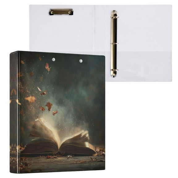 Book with Dust Swirling 3 Ring Hardcover Binders 1.5in Round Rings for Letter-Size Folder Paper Organizer Pockets for Office Student Recipe