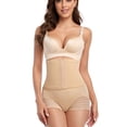 thumbnail image 2 of Defitshape Women's High Waist Thong Shapewear Shorts Slimming Shaper Butt Lifting Lace Elastic Soft Spandex Waist Shaper Nude Large, 2 of 4