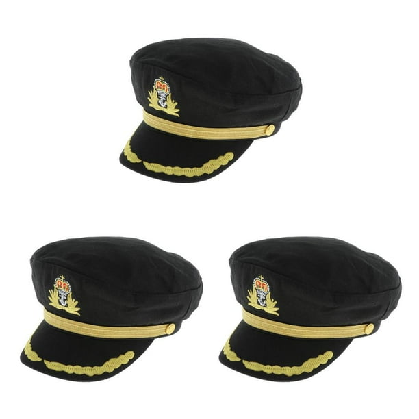Bewildely Adulto chico capitán yate sombrero marinero sombrero Cosplay fiesta gorra disfraz negro chico Type1