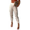 thumbnail image 3 of Pantalones de satén con Cintura alta y elástica para mujer Nikou, 3 of 9