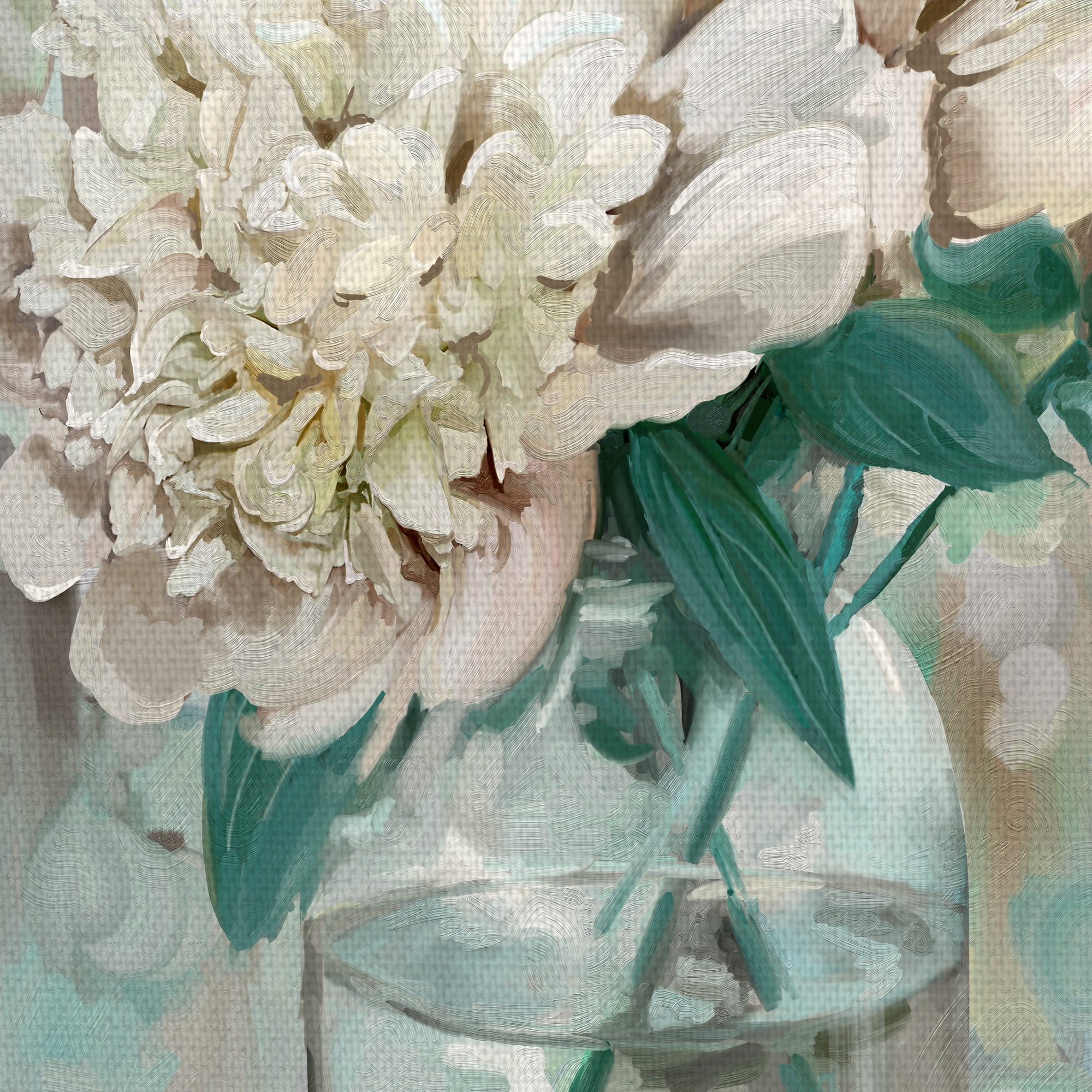 Masterpiece Art Gallery Farmhouse Peonies In Vase by Studio Arts Canvas Art Print 24" x 36"