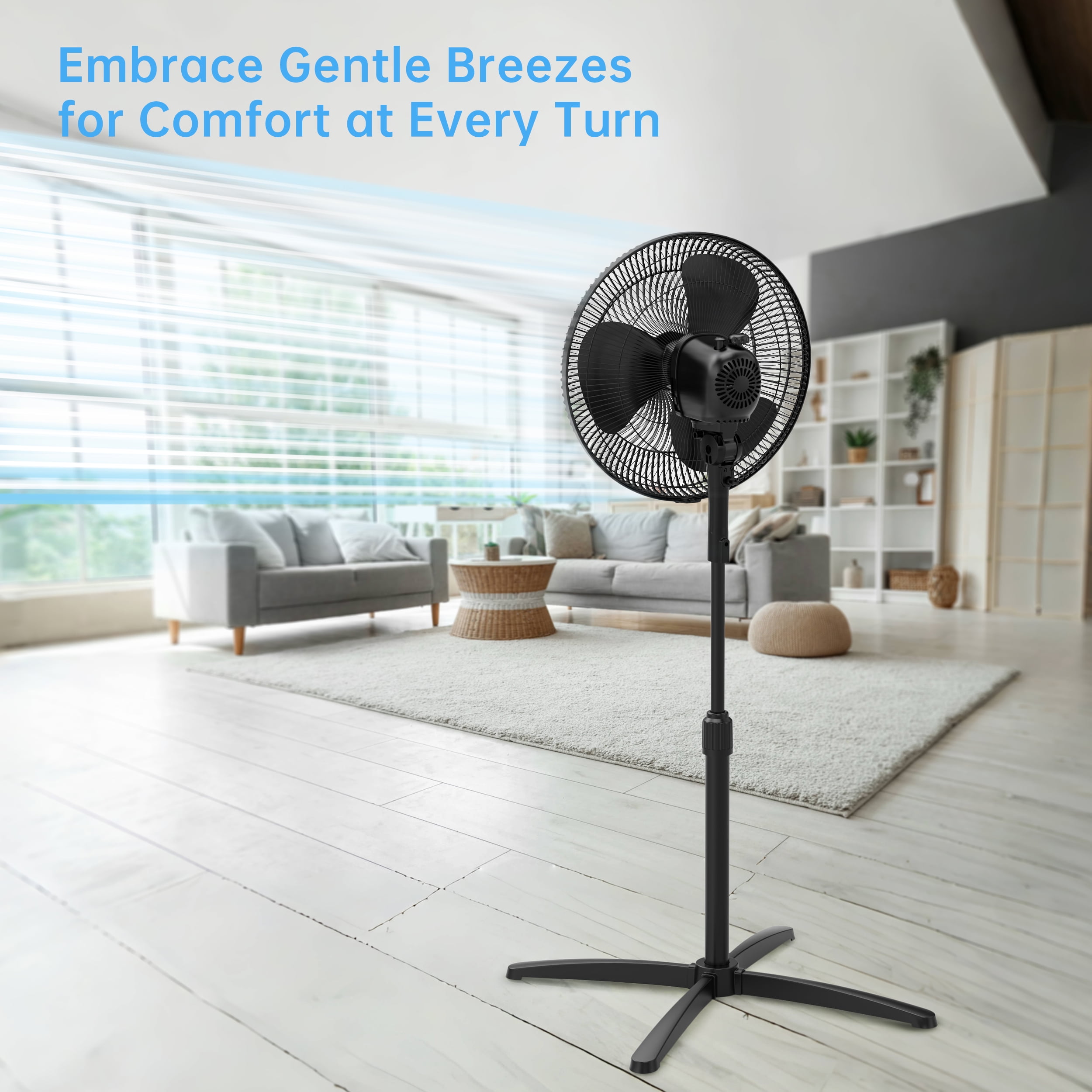 Emerson 16" Oscillating Pedestal Fan with Precision 3-Speed Wind Control and Adjustable Tilt, FAO1605