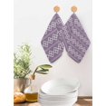 thumbnail image 2 of Purple Boho Kitchen Dish Towels for Drying Dishes Set of 2, Vintage Ethnic Tribe Abstract Art Waffle Weave Microfiber Hand Tea Bathroom Towels Quick Dry & Absorbent Towel 12x12, 2 of 7