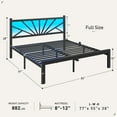 thumbnail image 3 of Full Size Metal Bed Frame with Headboard Metal Platform Bed Frame with LED Lights Bed Frame Full with Storage Underbed, Noise Free, No Box Spring, Black, 3 of 8