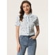 thumbnail image 3 of Camisa de algodón Allegra K con volantes en la parte superior y cuello vuelto para mujer Azul XL, 3 of 4