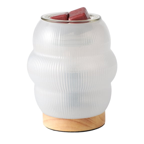 Mainstays Sculpted Glass Ribbed Fragrance Wax Melt Warmer, Soft Silver