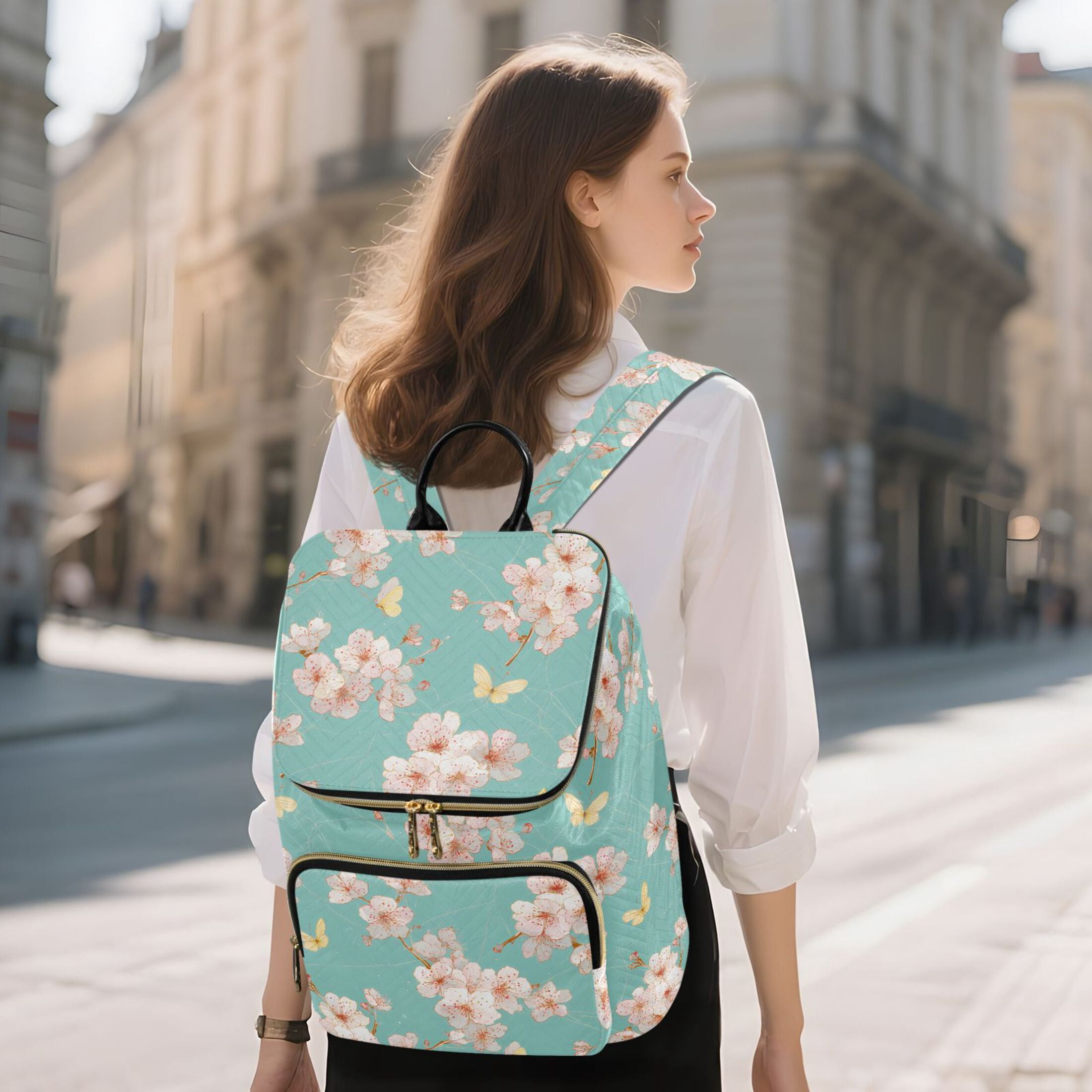 ALAZA Butterfly Cherry Blossom Travel Backpack Laptop Bag Large Capacity Daypack