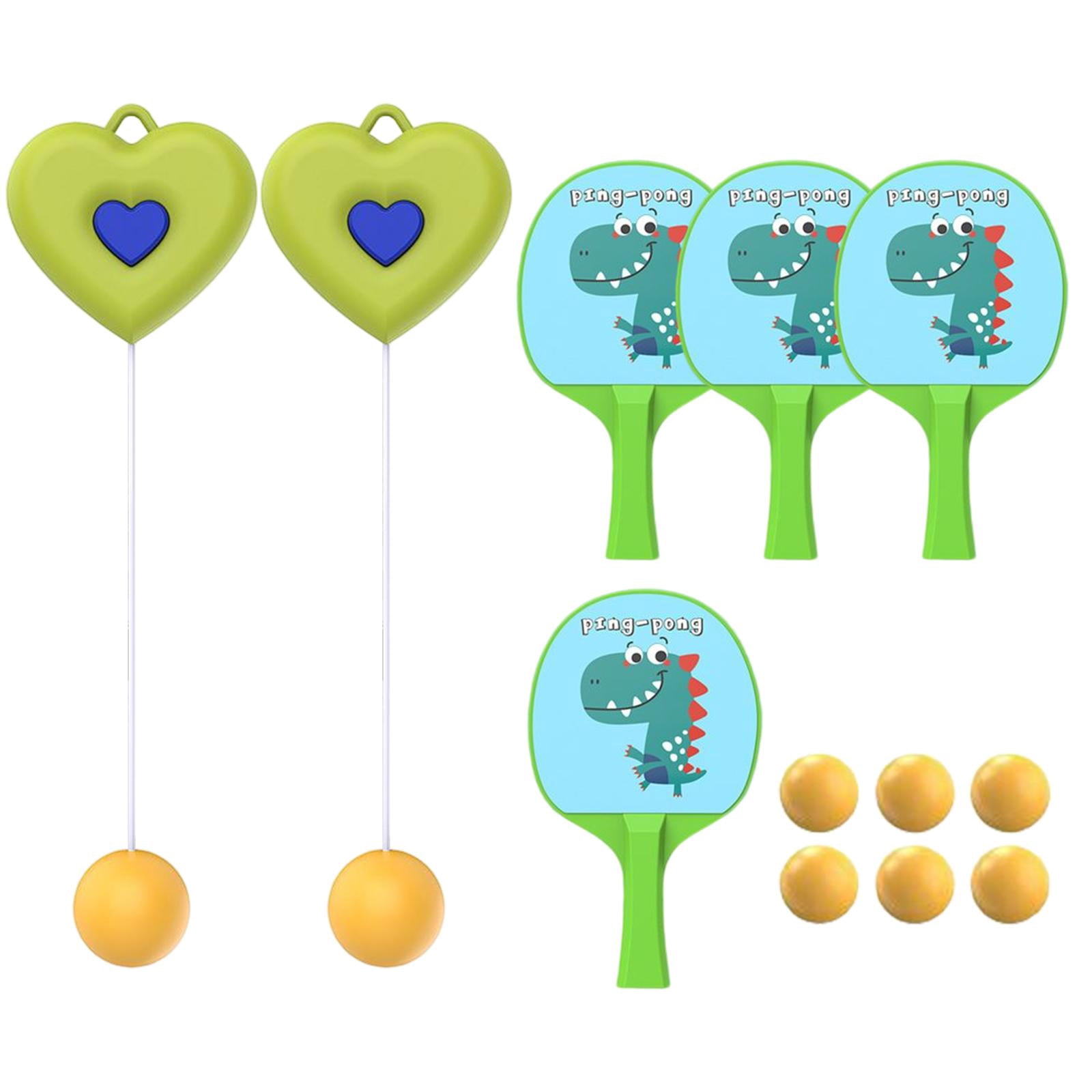 Hanging Table Tennis Trainer Adjustable Height Portable Exerciser for Door Frame green 4 Paddles