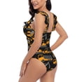 thumbnail image 5 of Yiaed Yellow Excavator Print Women's Ruffled One Piece Swimsuit V Neck Swimwear Slimming Monokini for Woman-Medium, 5 of 8