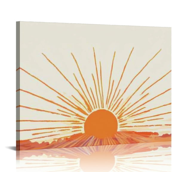 Autua Sun Rays Canvas Print Wall Art Living Room Bedroom Decor 20x16in