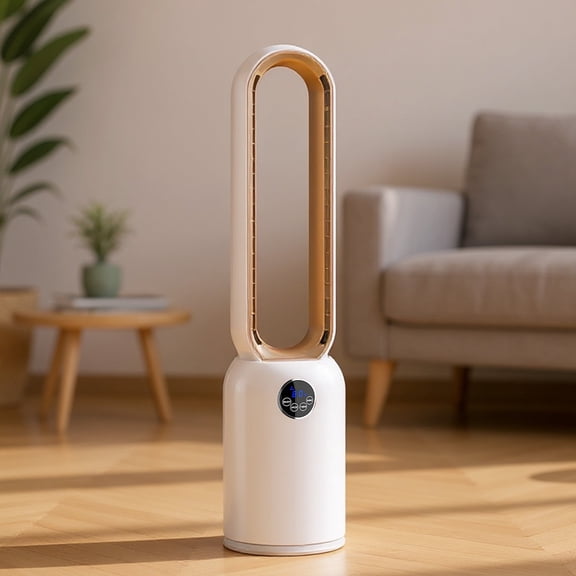 Advwin 35" Bladeless Tower Fan with Remote, 26ft/s Standing Floor Fan, 90° Oscillation, 24 Speeds, 12H Timer, Quiet Cooling Air Circulator for Bedroom, White Gold
