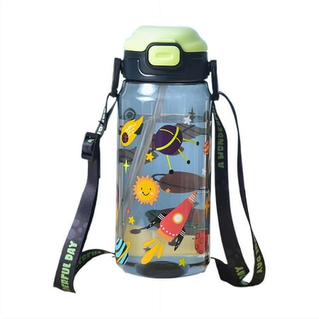 

550ml Kids Water Bottle for School or Travel BPA Free Plastic Water Bottle with Spout Safe Dishwasher Cover Straw and Silicone BPRV