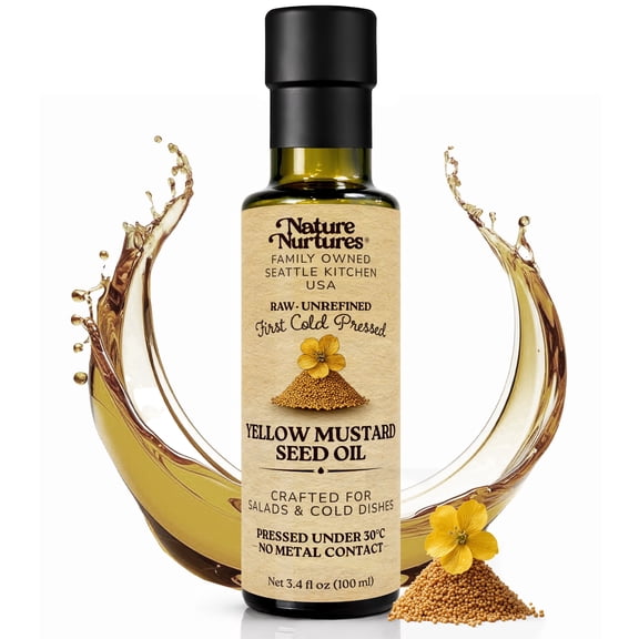 Yellow Mustard Oil for Cooking | Raw First Cold Pressed | Single Press Below 30C | Unrefined | Made in USA