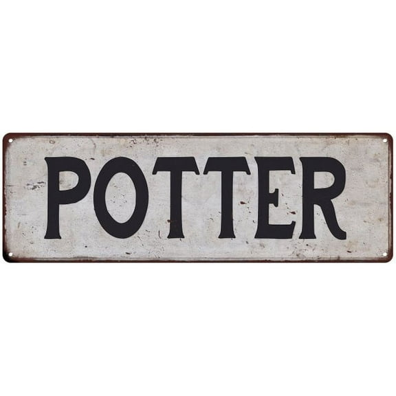 POTTER Vintage Look Rustic Chic Metal Sign 6x18 106180036480