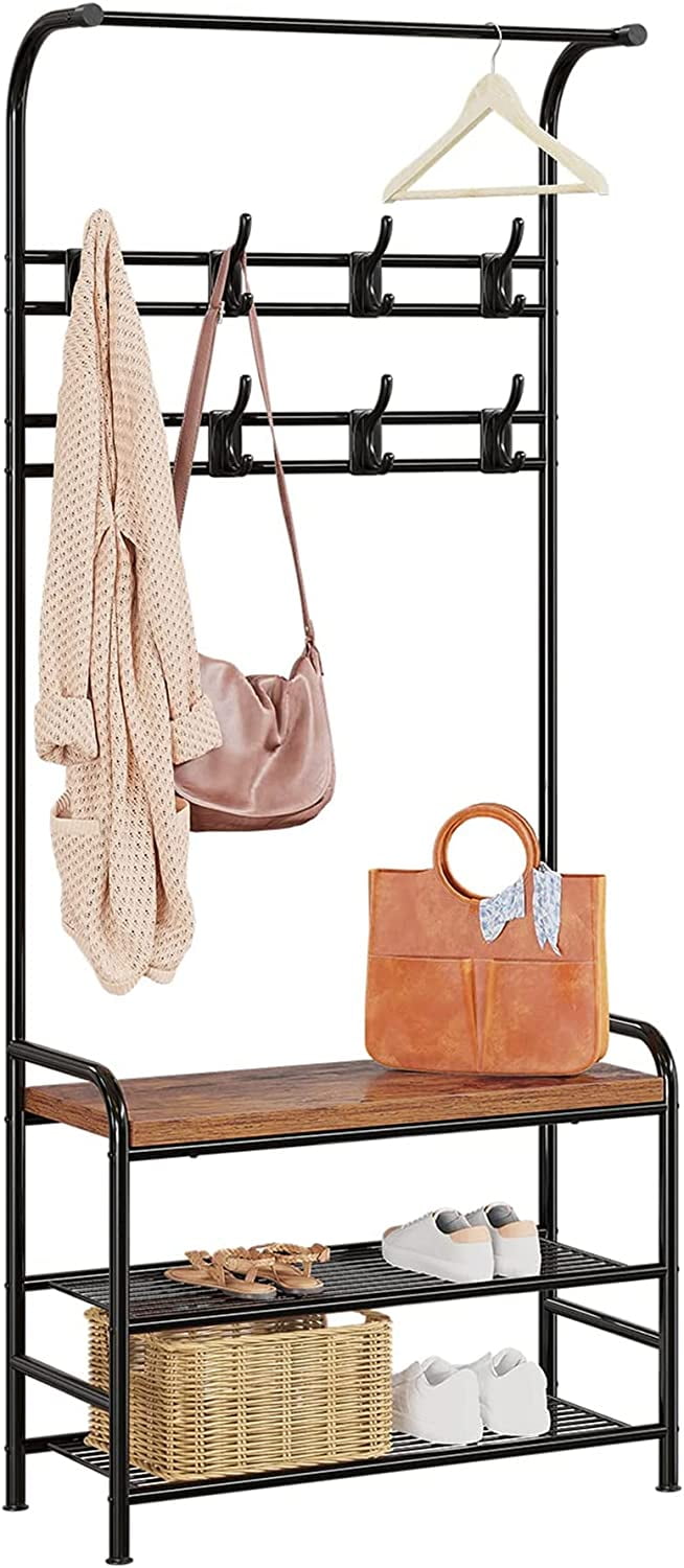Buy Hall Tree with Entryway Bench with Coat Rack Freestanding Shoe Rack