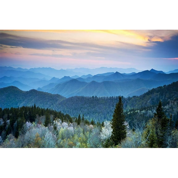 Blue Ridge Parkway Appalachians Smoky Mountains Spring Canvas Poster Print Wall Art Modern Classroom Kitchen Bedroom Room Aesthetics Decoration Unframed and Framed (framed,12x18 inch)