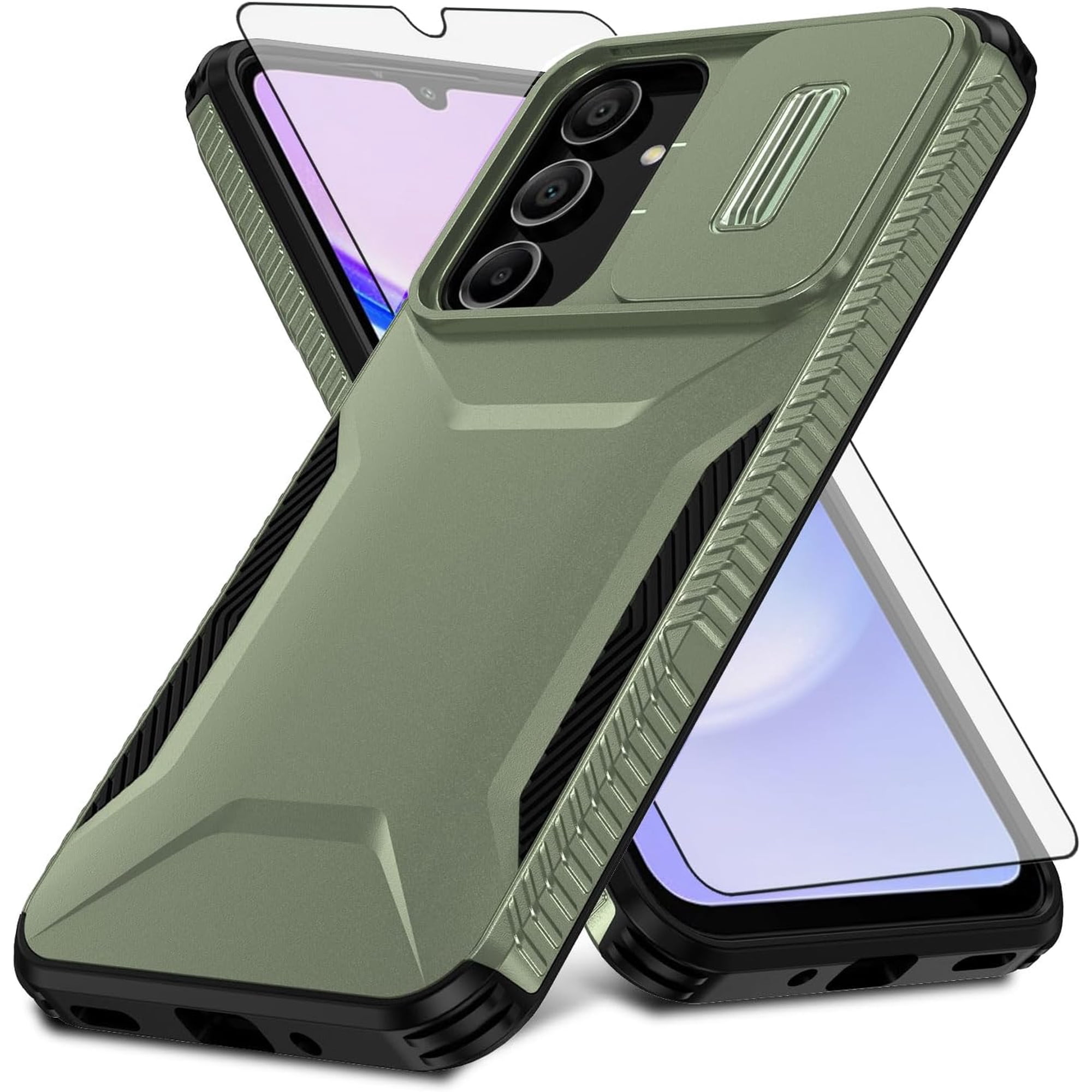 MYKOMI Phone Case for Samsung Galaxy A16 5G/4G with Tempered Glass Screen Protector and Slide Camera Cover Slim Rugged Hybrid Shockproof Protective Hard Thin Cell Accessories A 16 Women Men