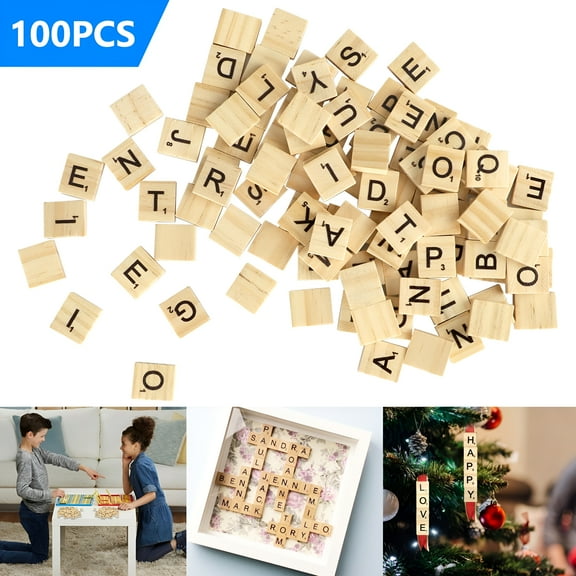 BESTSKY Wood Letter Tiles,100pcs A-Z Capital Letters,Scrabble Tiles for Crafts,Wooden Letters Scrabble Letters Education Games,and DIY Wood Tile Game Wall Decor