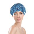 thumbnail image 2 of Sharks on White Blue Striped Shower Cap, Double Layers Shower Cap Rreusable Waterproof, Elastic Bathing Hair Hat for Women, Washable Hair Cap for All Hair Lengths, 2 of 5