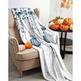 thumbnail image 4 of Fall Throw Blanket for Couch Blue Pumpkin Soft Fleece Flannel Blankets Cozy Lightweight Blanket for Home Sofa Living Room Thanksgiving Autumn Decor, Medusa Starfish Autumn Leaves Bed Throws 60" x 80", 4 of 8