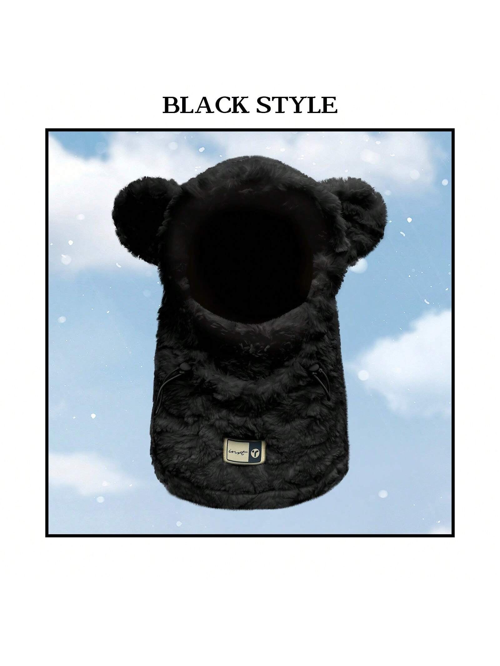 Women's Faux Fur Bear Ear Balaclava Hat Winter Warm Full-Face Cover Cute Plush Ski Mask