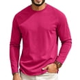 thumbnail image 3 of DORKASM Mens Long Sleeve Shirt Crew Neck Solid Lounge Tops Lightweight Pullover Fashion Shirts 2026 Basic Tee Hot Pink M, 3 of 8