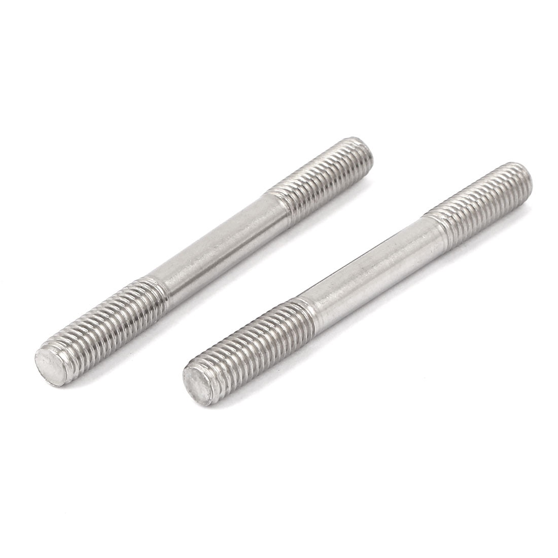 M8 x 80mm Tight Adjustable Push Rod Double End Thread Stud Silver Tone
