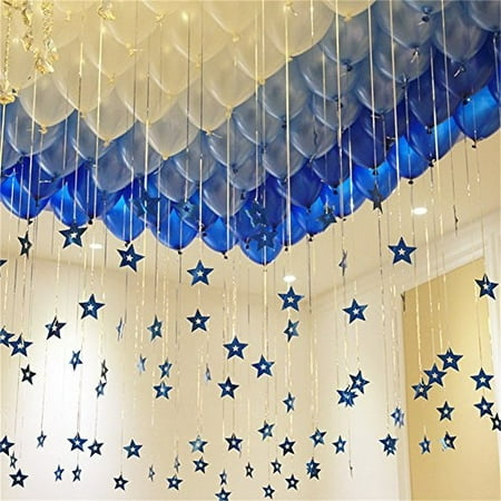 12 In Dark Light Blue And White Balloons Foil Star Hanging String Romantic Decorations Wedding Valentine S Party Supplies Pack