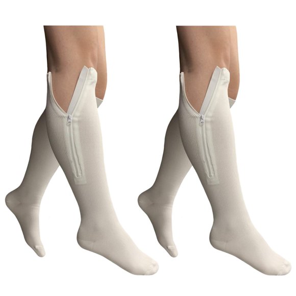 HealthyNees Blanc 2 Paires 20-30 mmHg Bout Fermé Compression (2TG - 2 Paires)