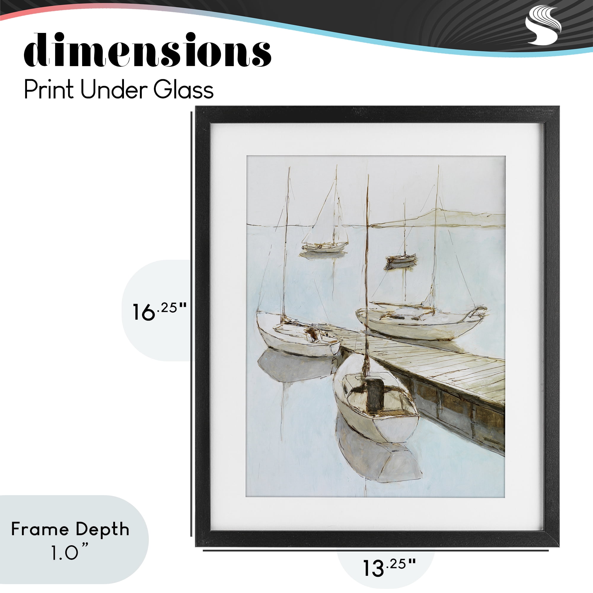 Stupell Industries Docked Sails Coastal Scene Black Framed Print Under Glass, design by Lorenzo Collective