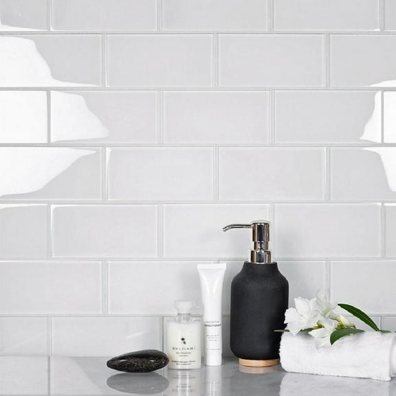 Apollo Tile   40 Pack 3-in x 6-in White Rectangular Subway Matte Finished Glass Mosaic Wall Tile (5 sq ft/case)