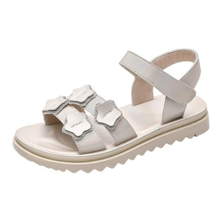 

ZRBYWB Toddler Girls Sandals Summer Outdoor Closed Toe Soft Rubber Sole Beach Water Shoes Dress Princess Flat Summer Shoes