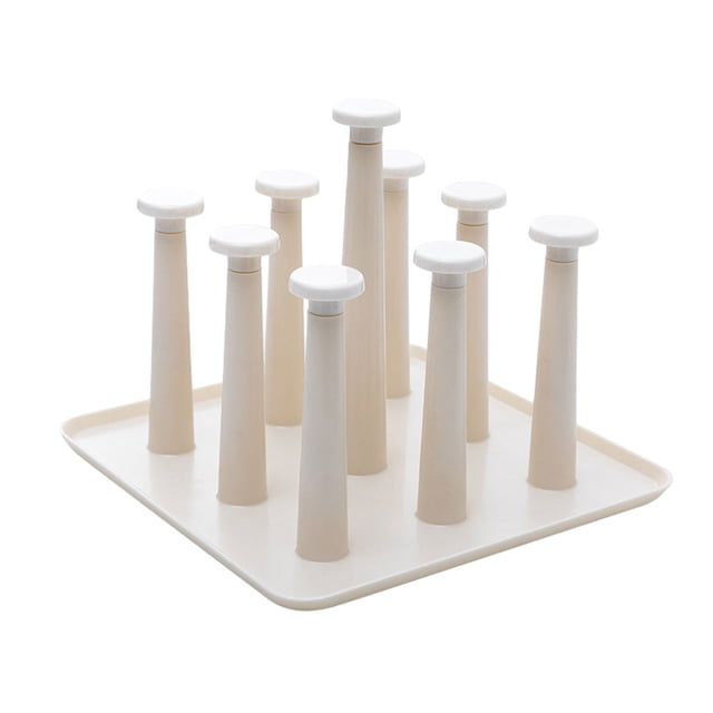 Advancent Rejilla de secado de vidrio para todo el cuerpo, lavable para tazas, fácil de limpiar, organizador de secado de vidrio de 9 espacios Almacenamiento y organización del hogar blanco