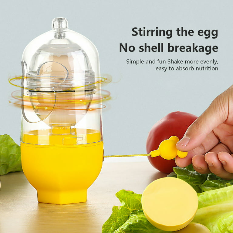 1pc Portable Egg Spinner Scrambler in Shell for Boiled Golden Eggs,Silicone  Shaker Whisk Egg Yolk Mixer with Drawstring
